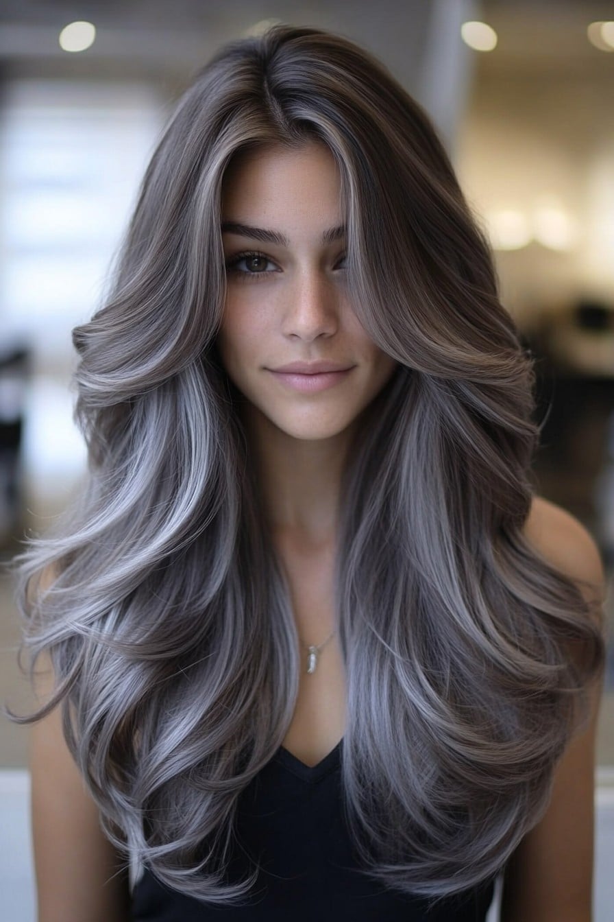 Smoky Charcoal Silver Layers