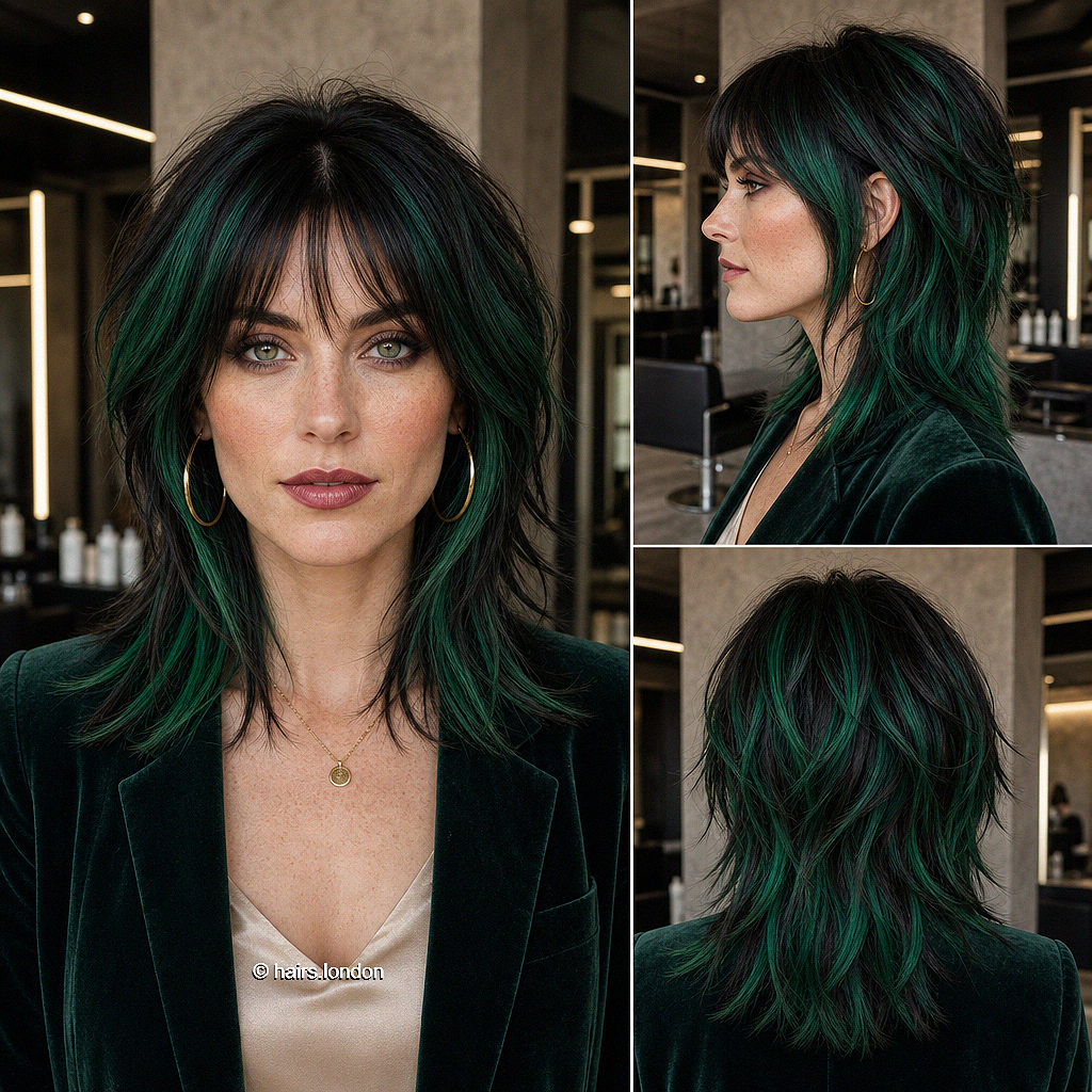 Trendy Calico Hair Color Ideas for 2026 Emerald Noir Green Hair