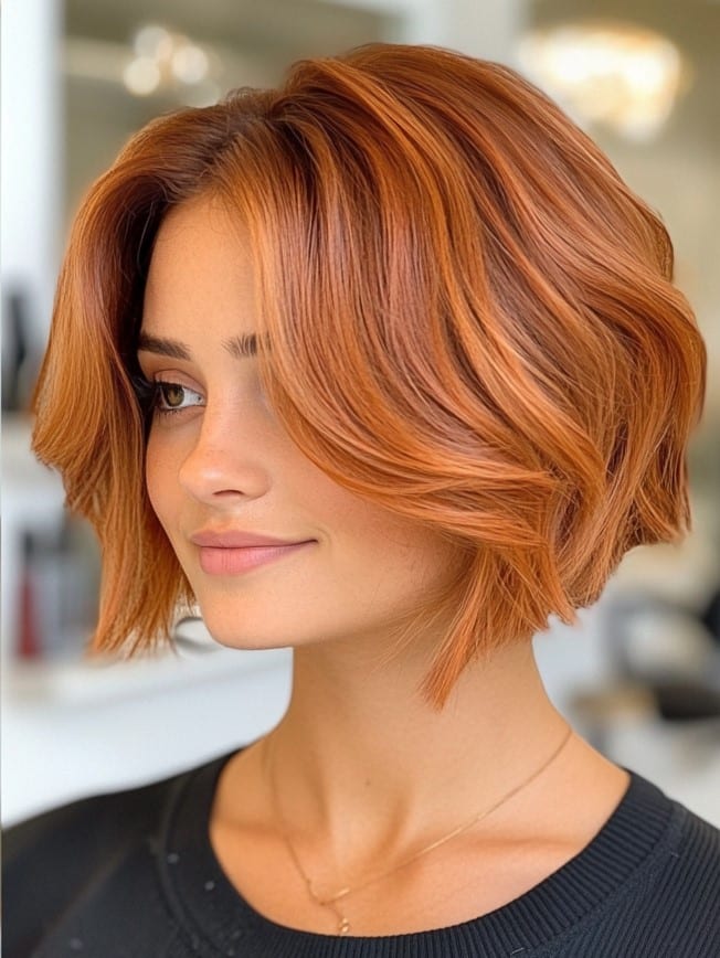 Vibrant Copper Textured Bob