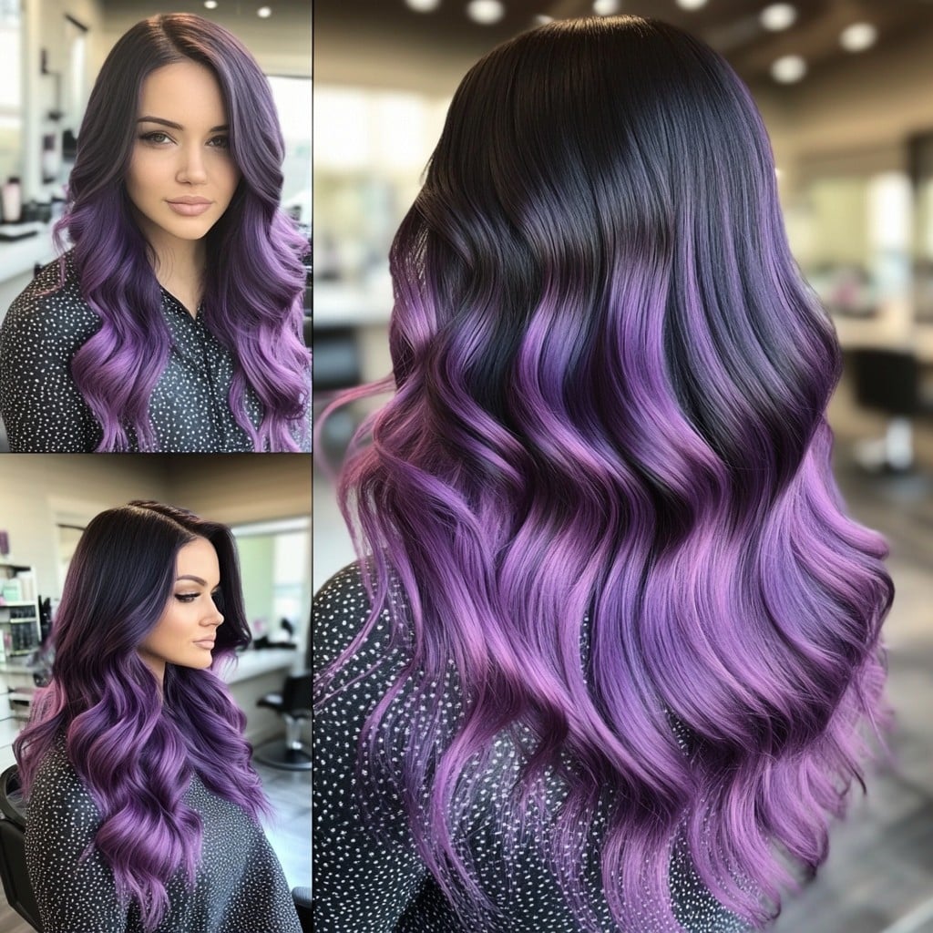 Vibrant Purple Ombre with Deep Roots