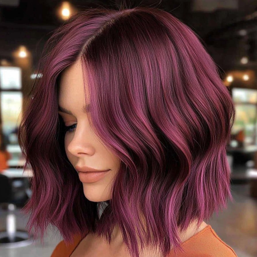 Vivid Magenta Burgundy Waves