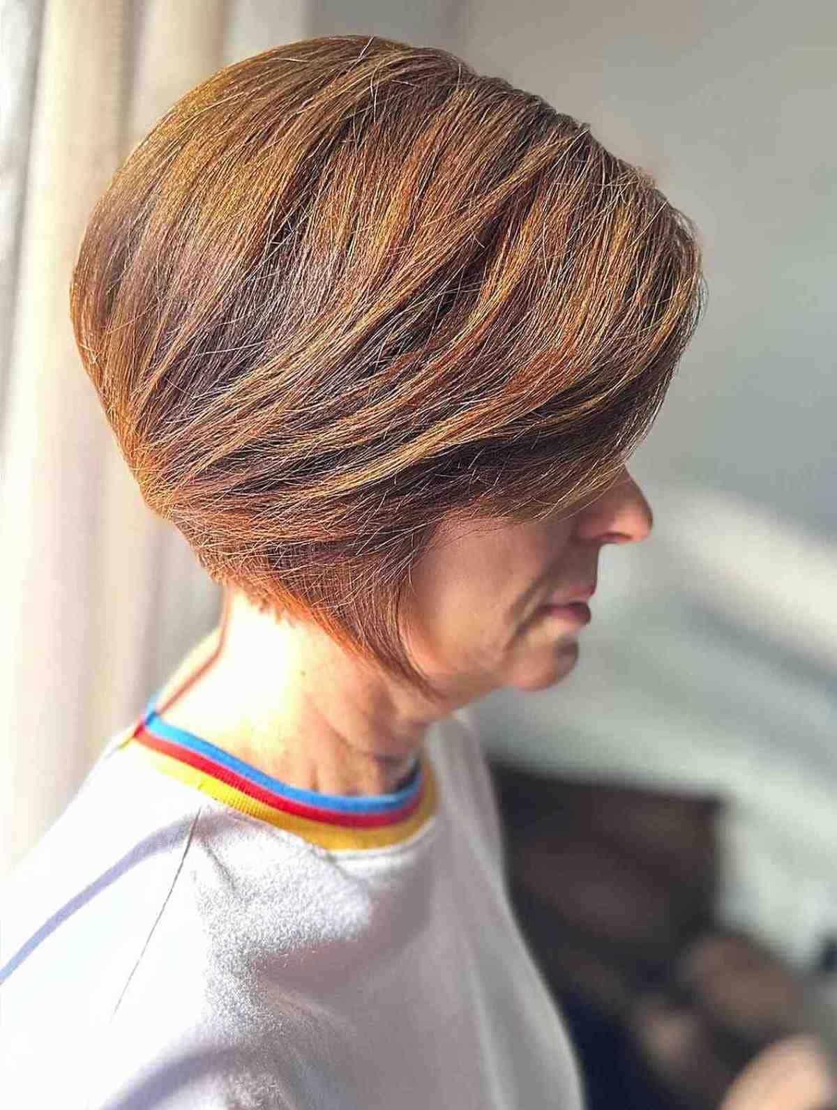 Auburn Bronde Short Bob for Ladies Over 70