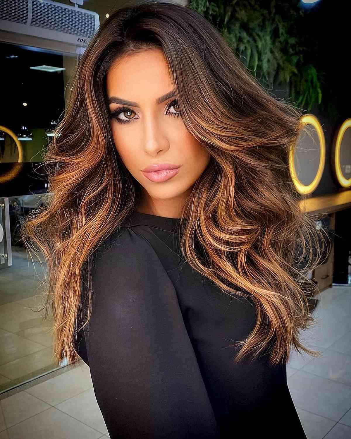 Blended Caramel and Brown Balayage