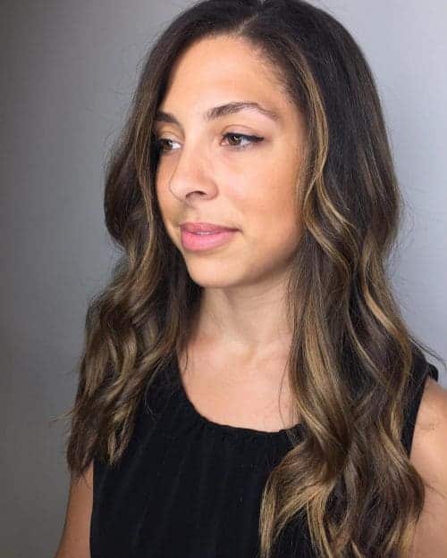 Caramel honey highlights for dark brown hair