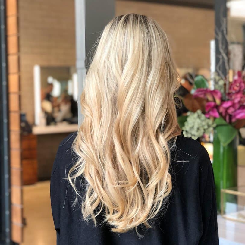 classic blonde highlights on long hair