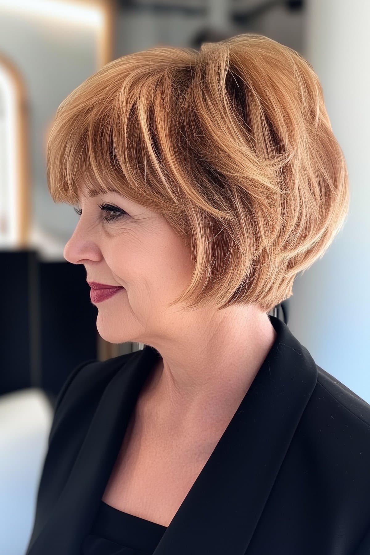 golden toffee hair for women in their 50s