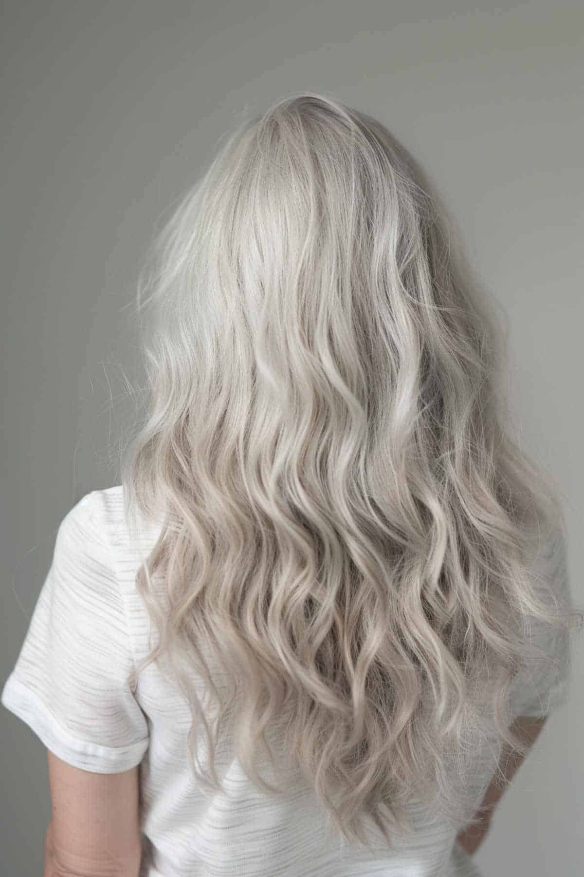 Long wavy grey white hair color
