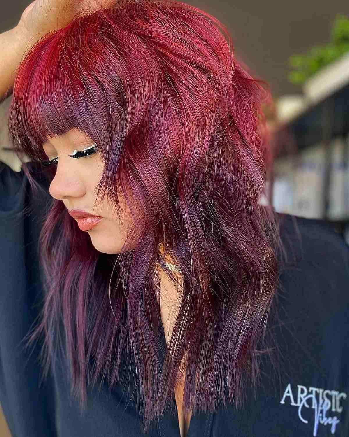Red to Purple Choppy Cut