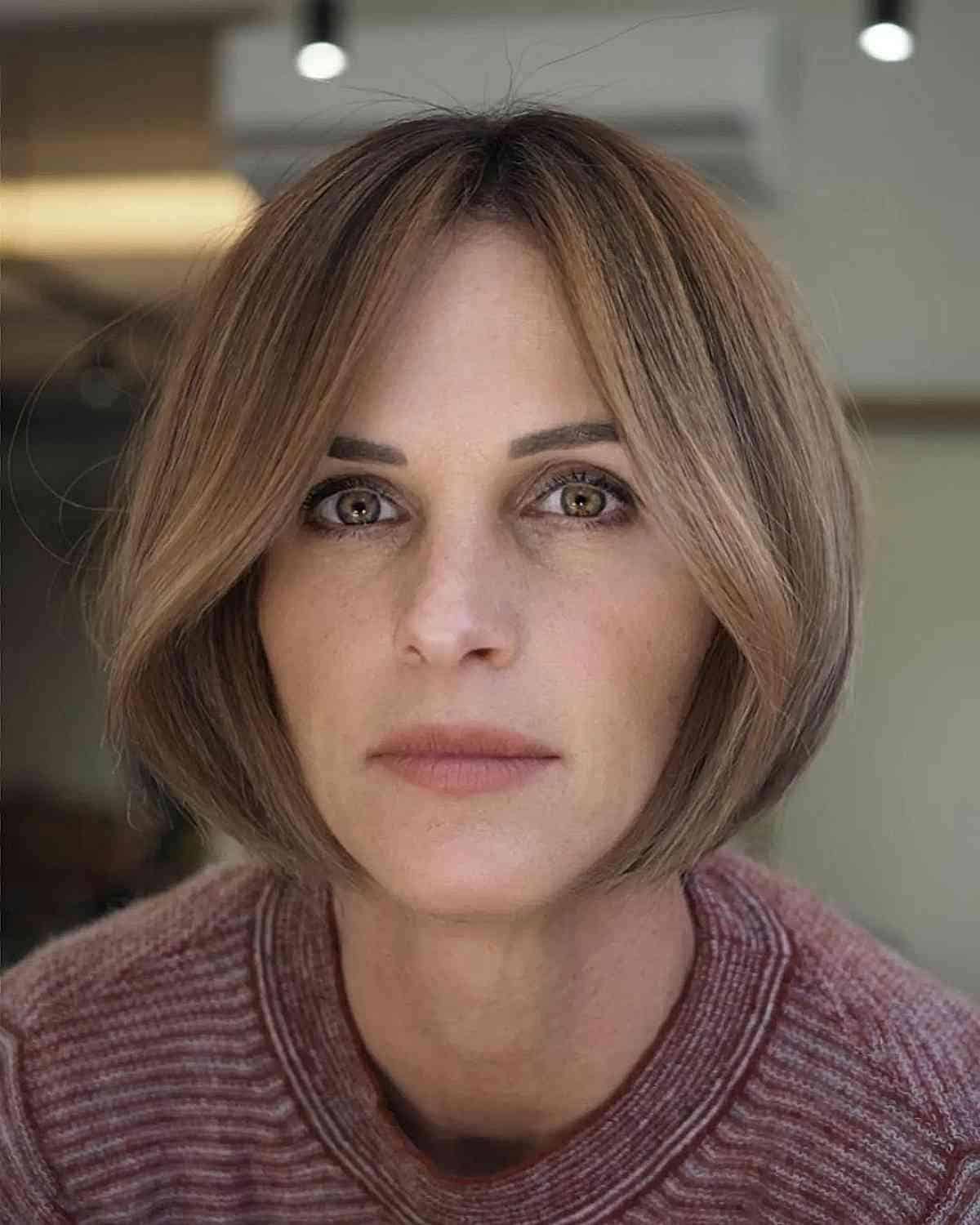 Short Soft Mushroom Brown Bob Cut