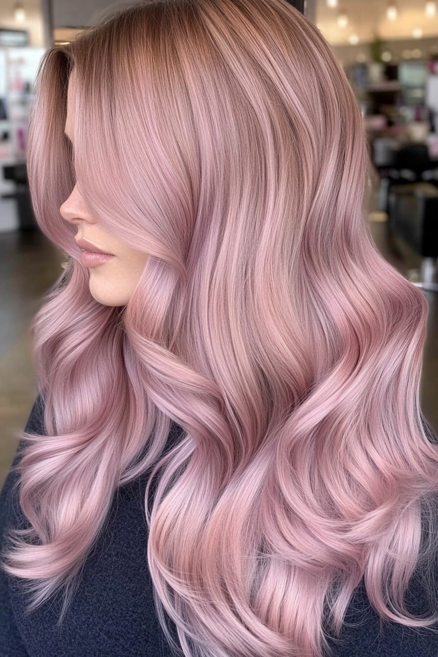 Rose Gold Waves with a Glossy Finish