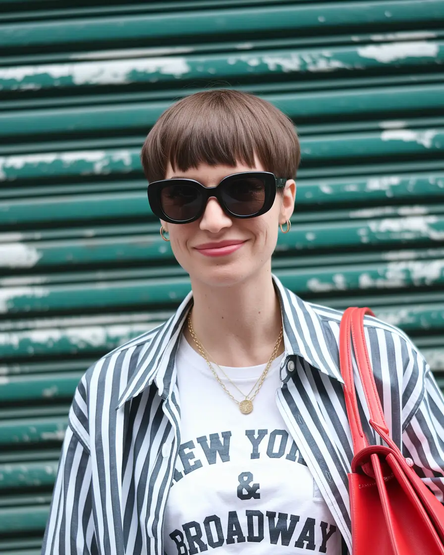 1. Structured Bowl Pixie with Blunt Bangs