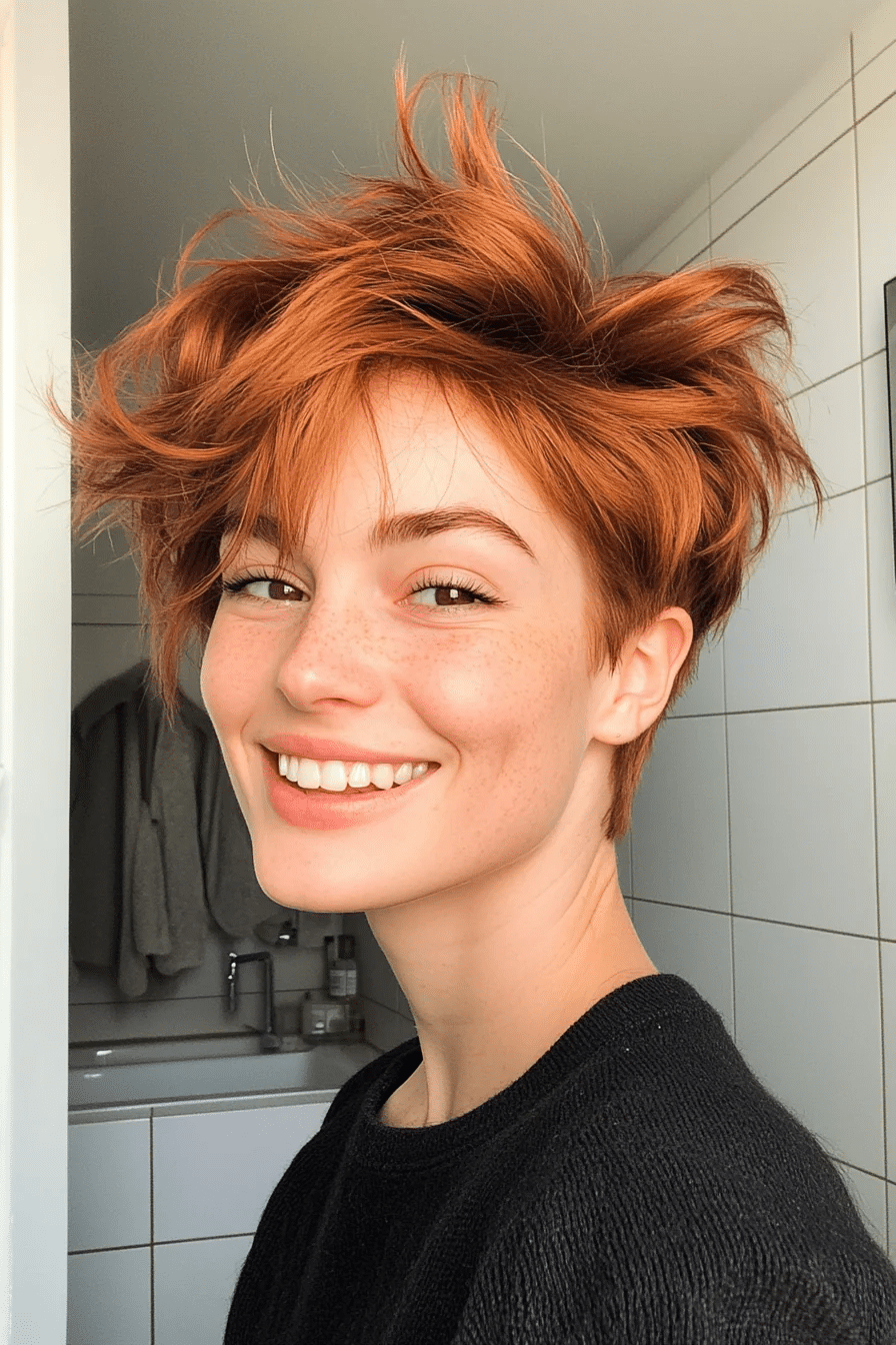 13. Warm Auburn Messy Pixie