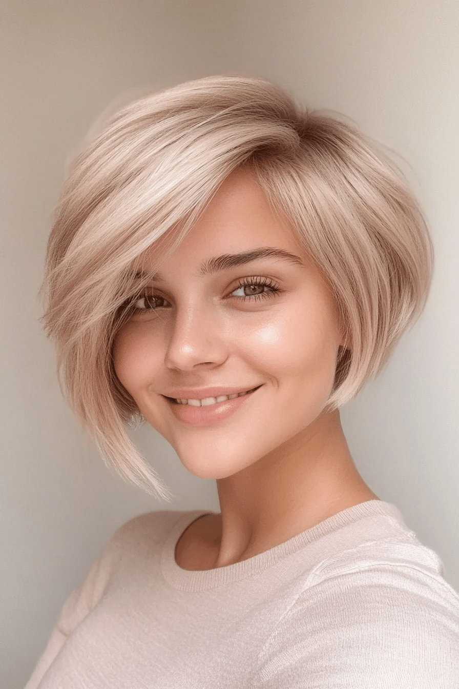 14. Cool Beige Blonde Feathered Pixie