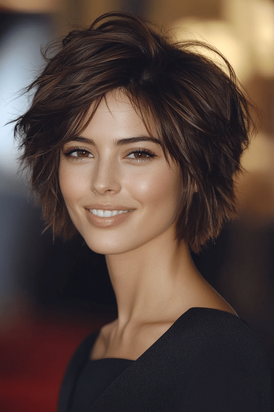 15. Smoky Brown Shaggy Pixie