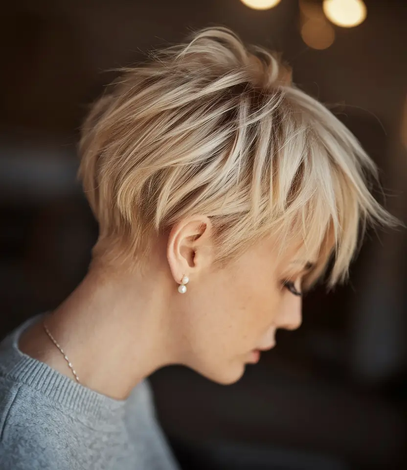 15. Tousled Blonde Pixie with Wispy Volume