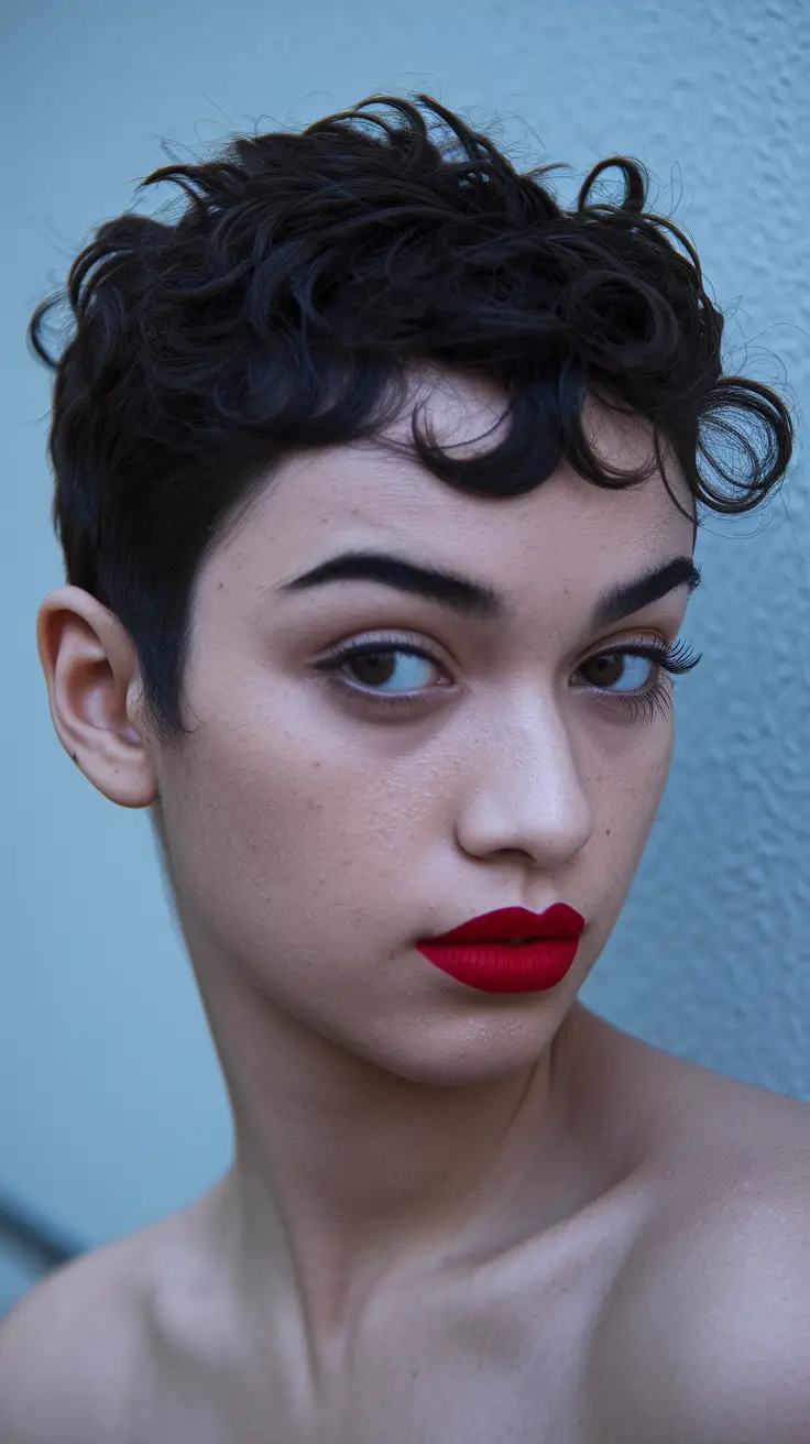 17. Glossy Curl-Tipped Pixie for Bold Fall Glam