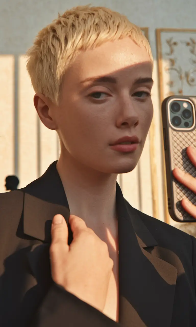 18. Minimalist Blonde Crop for Power Dressing