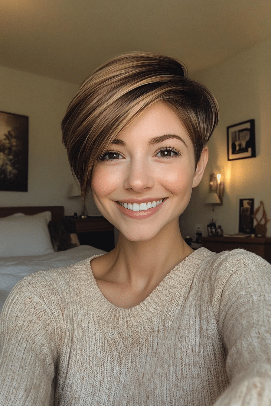 19. Dark Honey Blonde Classic Pixie