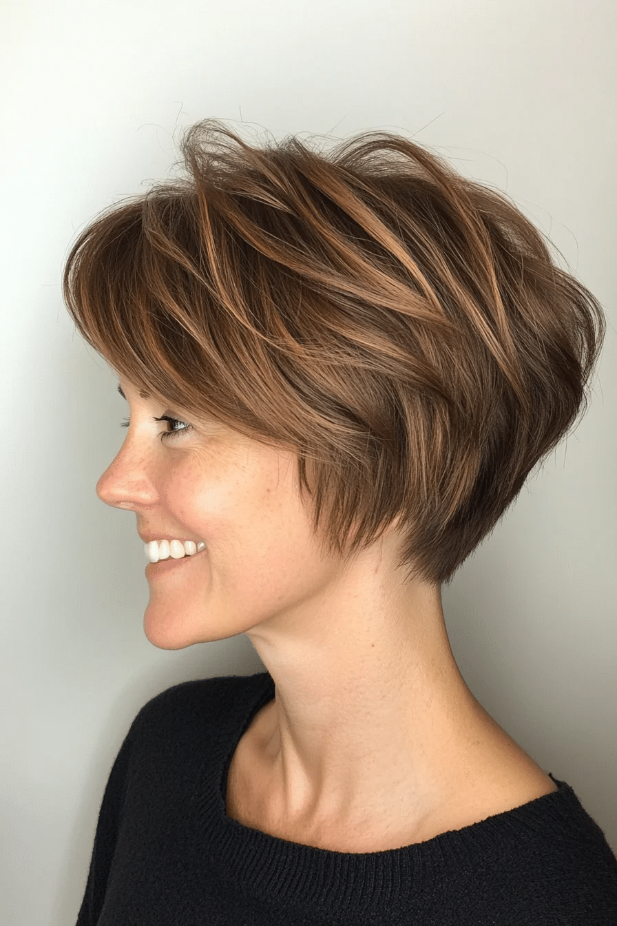 22. Amber Brown Pixie with Volume