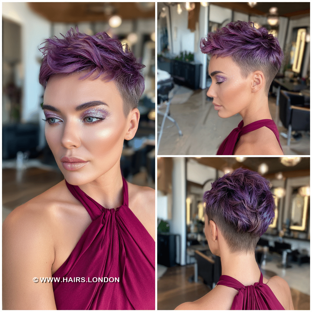 Vibrant Amethyst Purple Pixie Hair