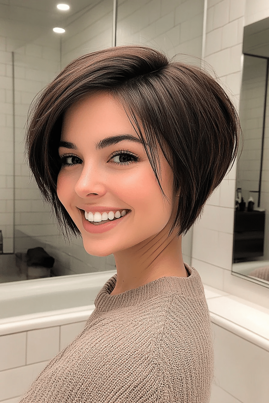 23. Dark Ash Brown Angled Pixie