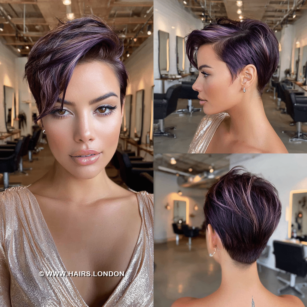 Deep Plum Violet Pixie Hair