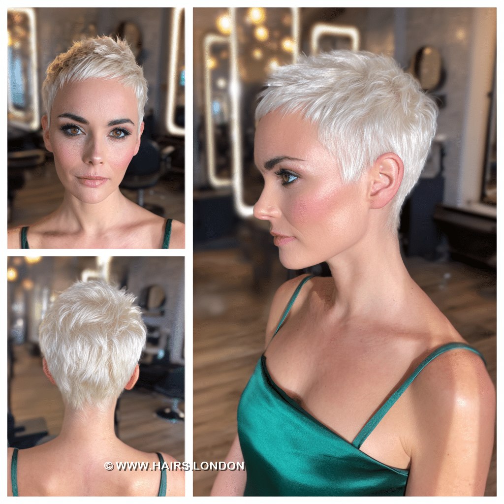 Pearl White Platinum Pixie Hair