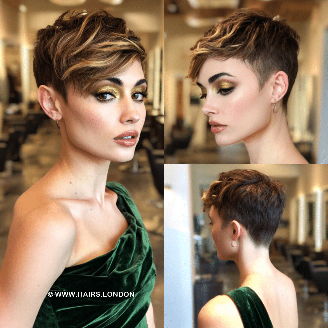 Golden Chestnut Highlighted Pixie Hair