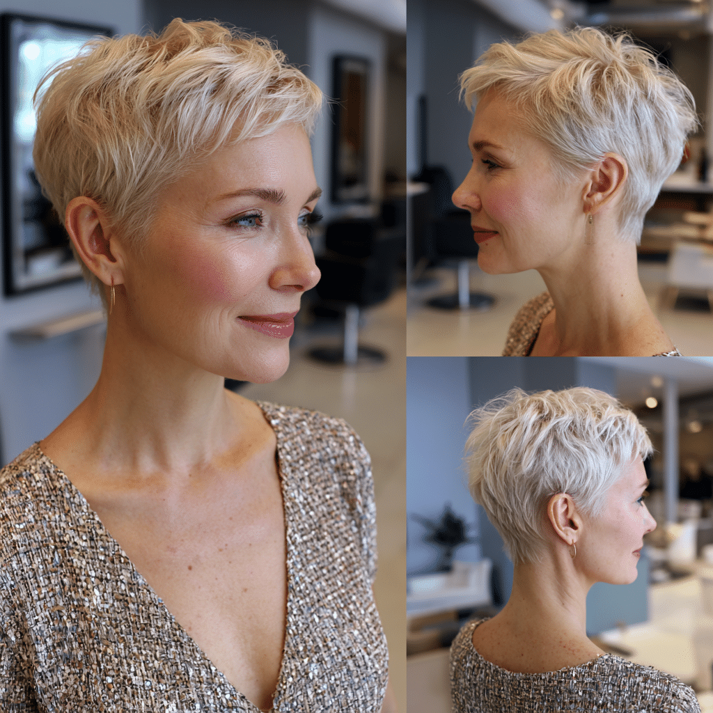 Icy Pearl Blonde Pixie Hair