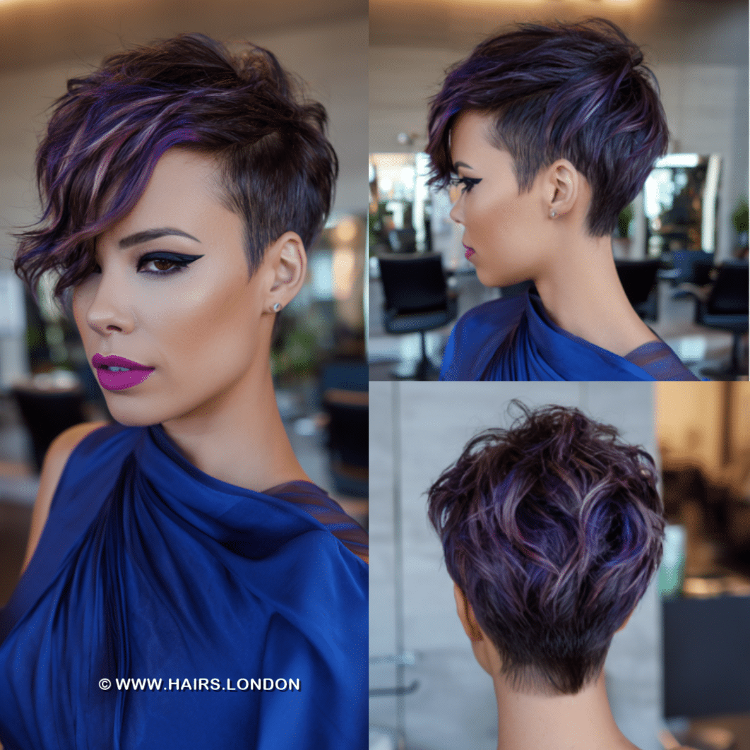 Midnight Violet Highlight Pixie Hair