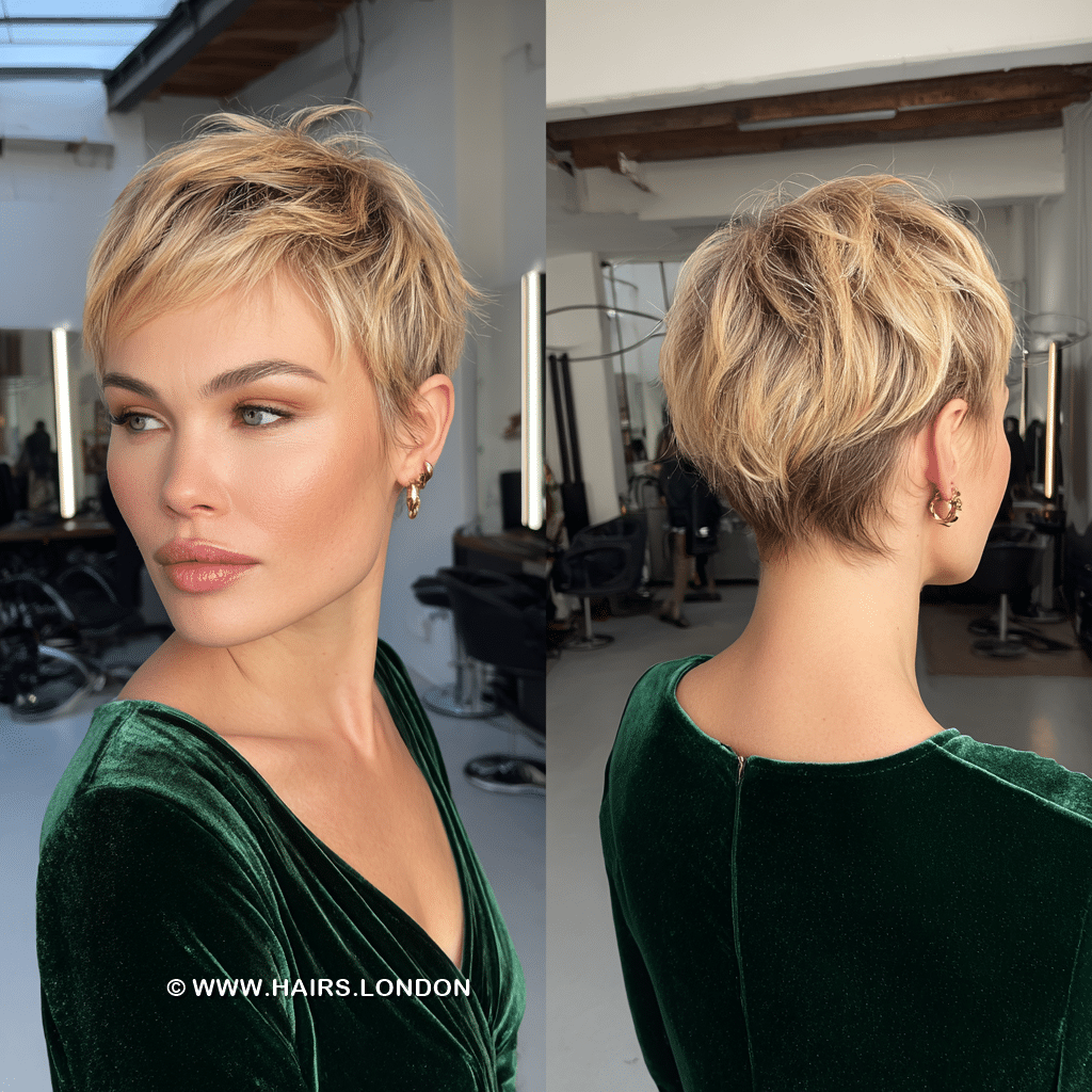 Golden Honey Blonde Pixie Hair