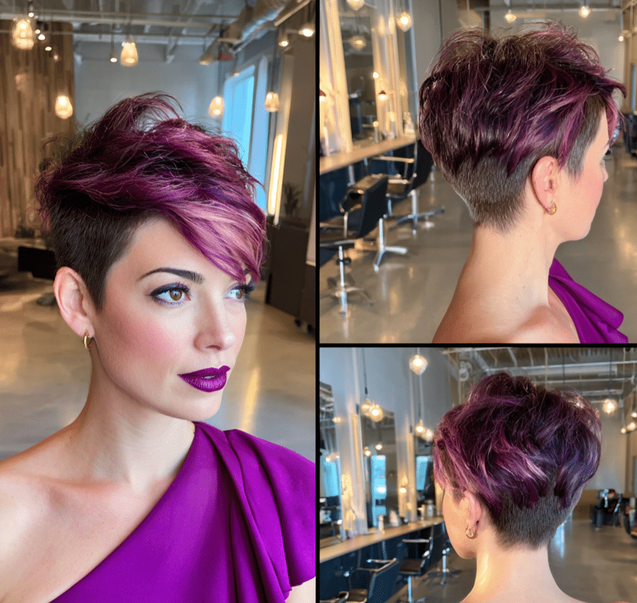 Plum Magenta Highlighted Hair