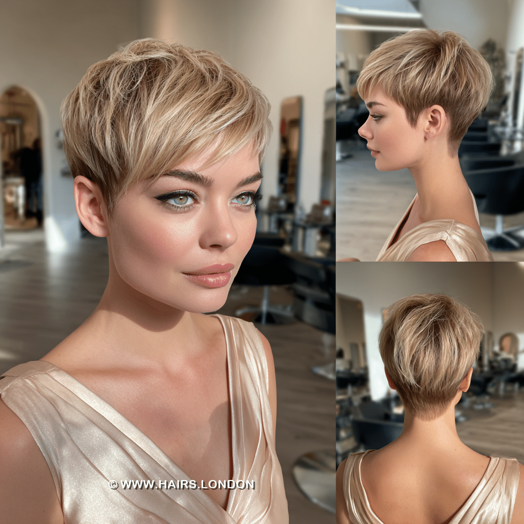 Soft Champagne Blonde Pixie Hair