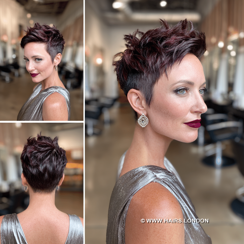 Deep Burgundy Textured Pixie Hair