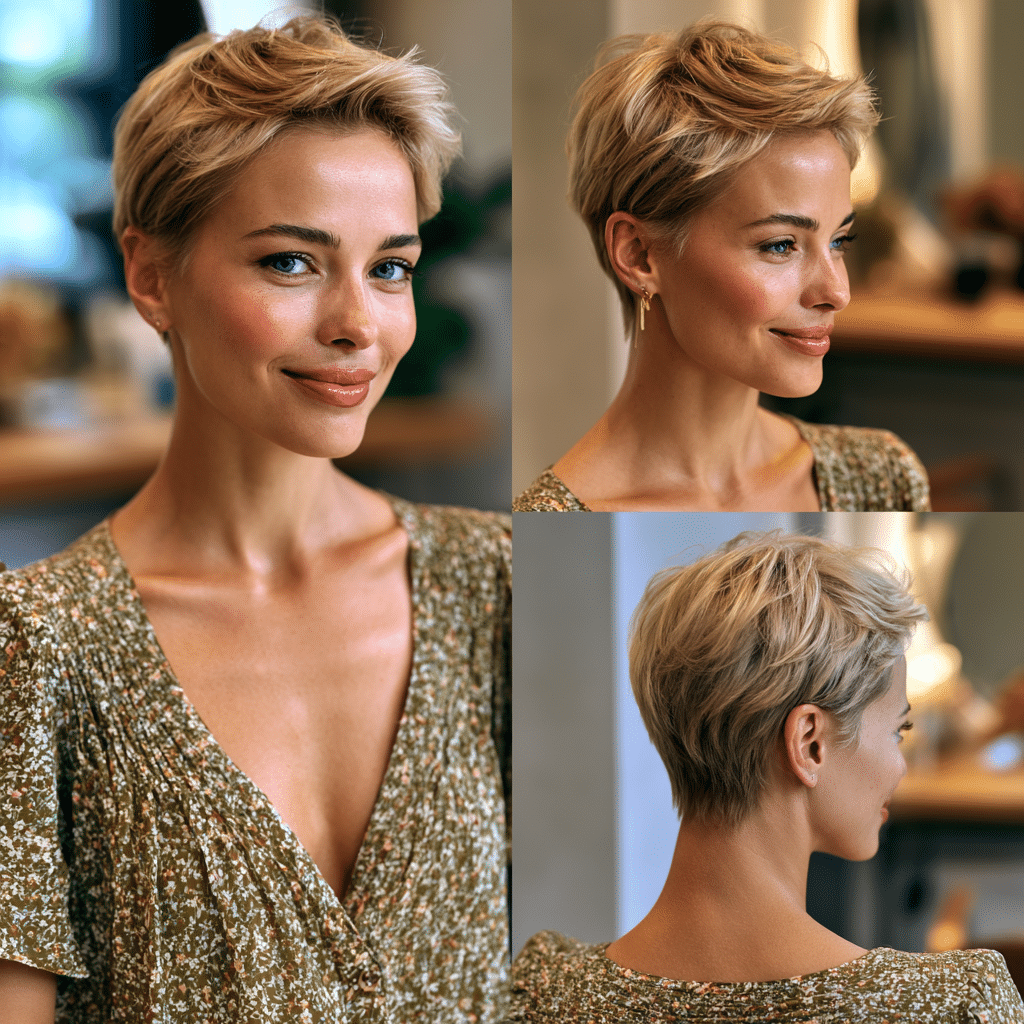 Golden Honey Blonde Pixie Hair