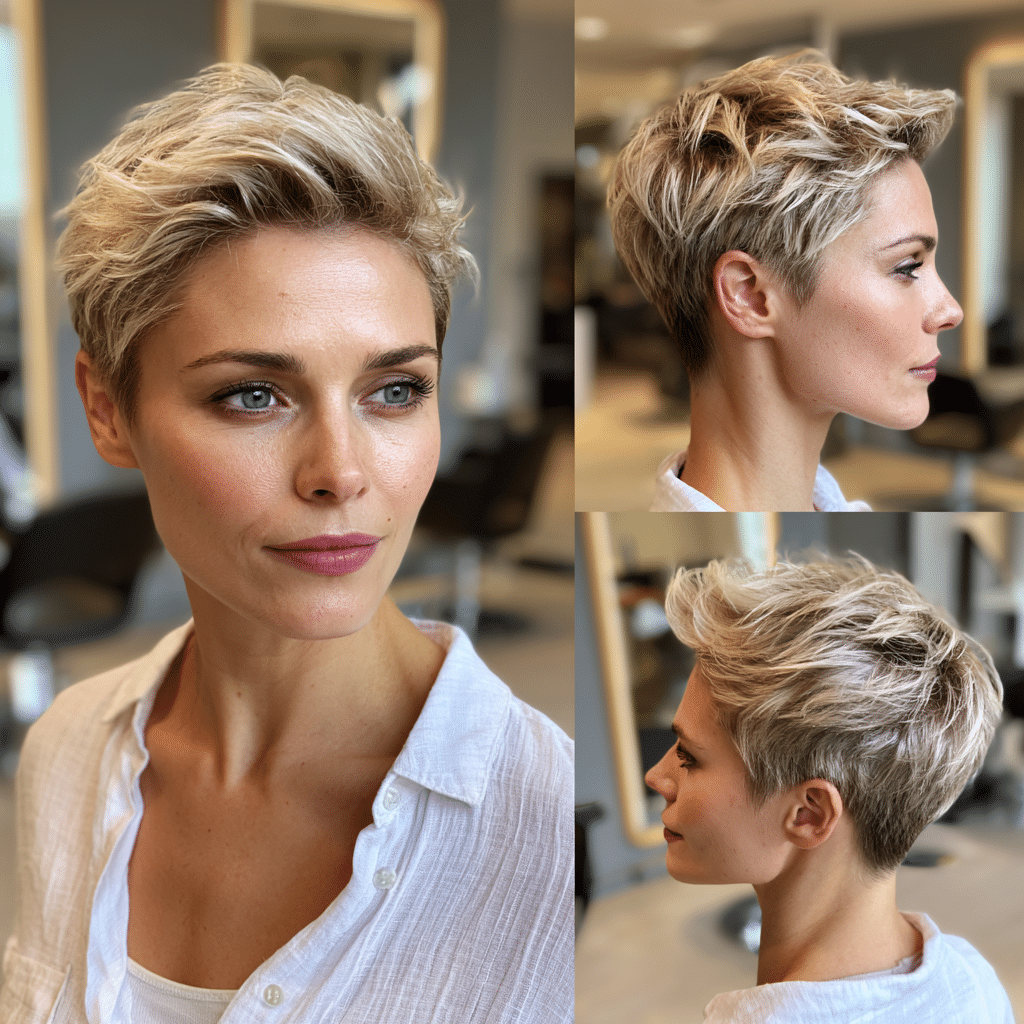 Soft Champagne Blonde Pixie Hair