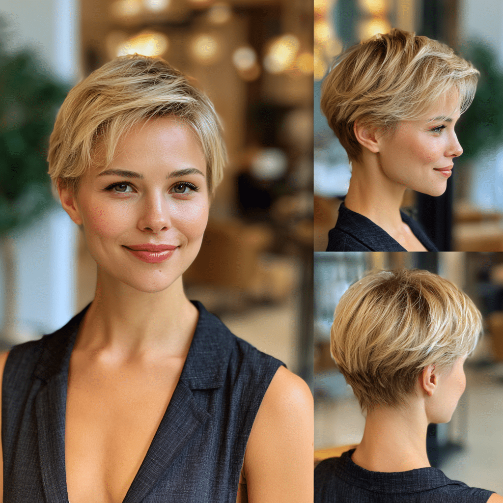 Warm Butter Blonde Pixie Hair