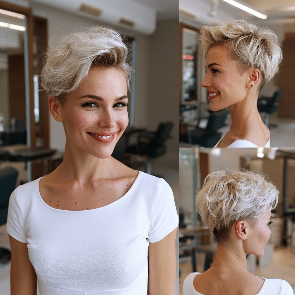 Icy Pearl Blonde Pixie Hair