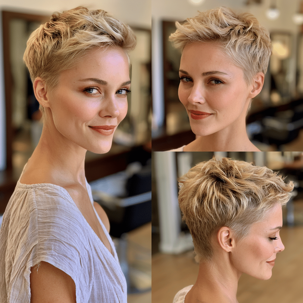 Creamy Vanilla Blonde Pixie Hair