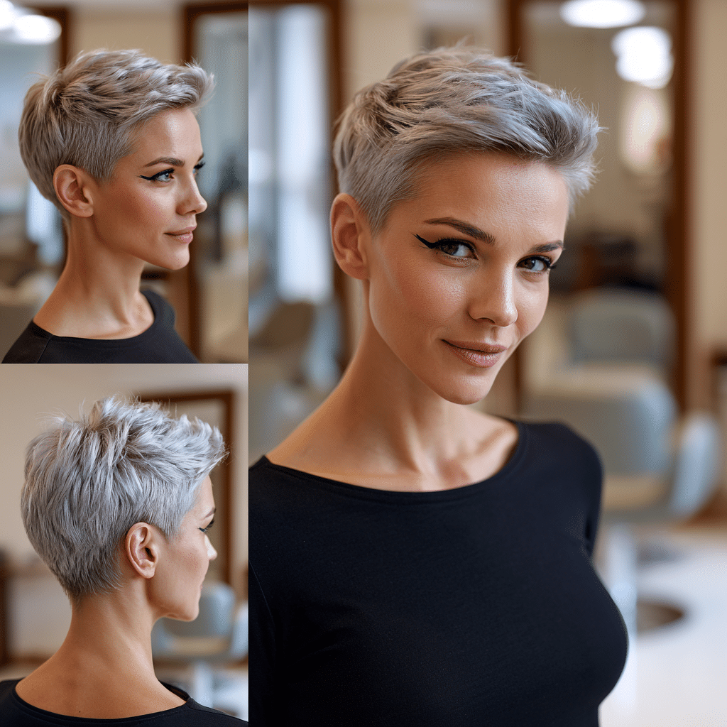Frosted Silver Blonde Pixie Hair