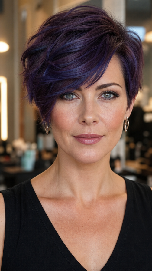 35 Long Pixie Hairstyles for a Bold Makeover in 2026 Royal Amethyst Violet Hair