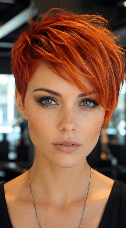 Burnt Tangerine Pixie Hair
