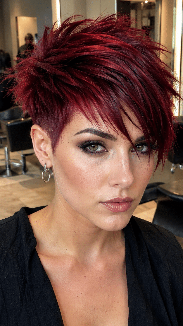 Crimson Velvet Rebellion Pixie Hair