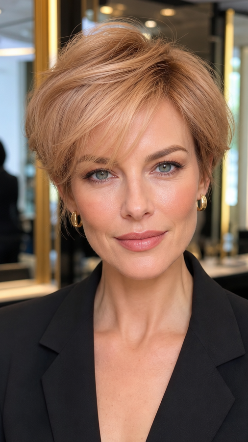 35 Long Pixie Hairstyles for a Bold Makeover in 2026 Honey Champagne Blonde Hair