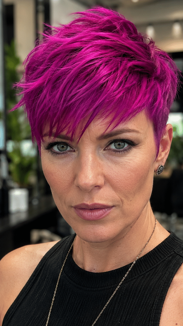 Electric Fuchsia Pixie Hair