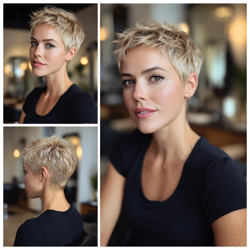 Frosted Vanilla Blonde Pixie Hair