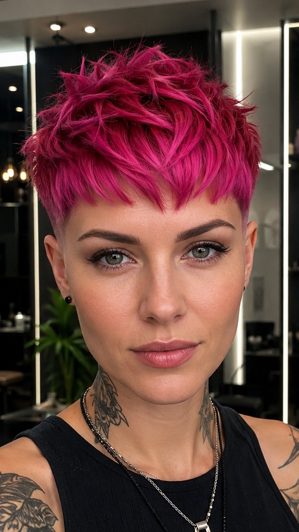 Electric Fuchsia Pixie Hair