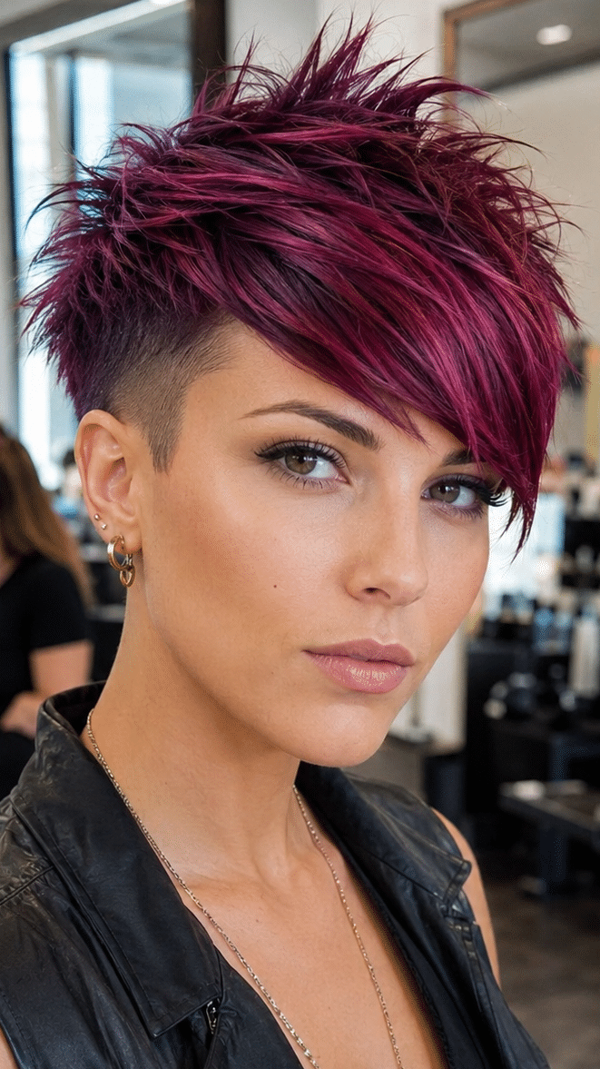 Vibrant Berry Magenta Pixie Hair