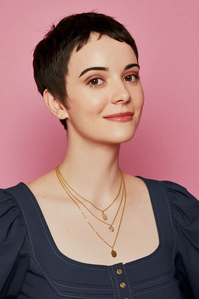 4. Jet Black Cropped Pixie with Clean Lines