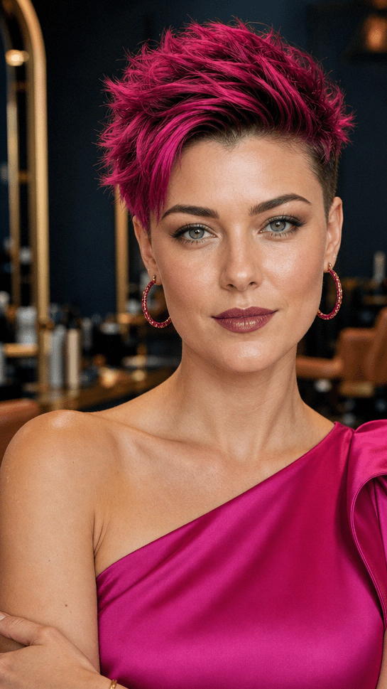 42 Modern Long Pixies That Redefine Bold Beauty Electric Raspberry Magenta Hair